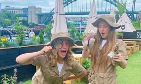 Two women dressed in safari outfits at an event for children on Newcastle’s Quayside